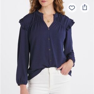 Kaileigh (Stitch Fix) Long Sleeve V Neck Casual Ruffle/Texture Blouse M New